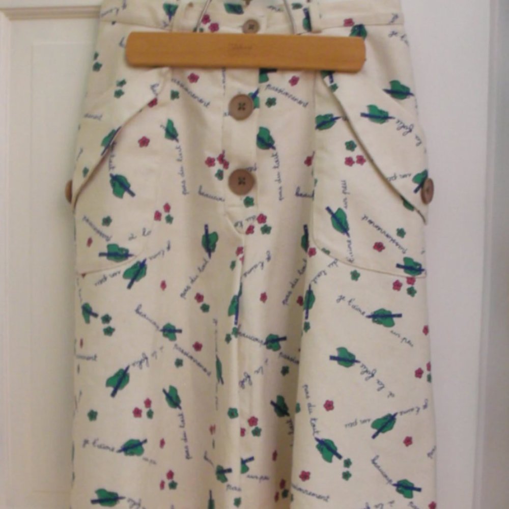 French Penpal Letter He Loves Me He Loves Me Not A-Line Linen Blend Skirt